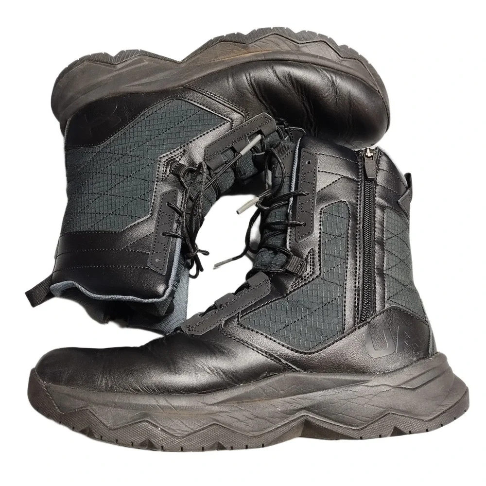 Under Armour Stellar G2 Tactical Boots Mens 10.5 Black Side Zip 3024949-001 EUC